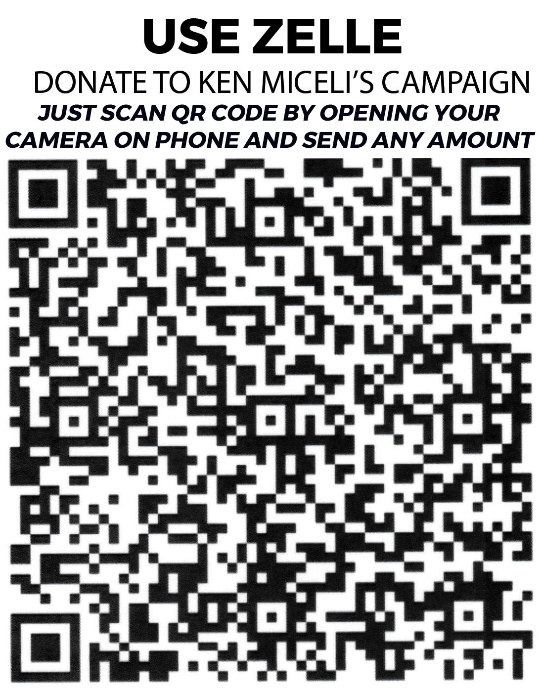 Zelle QR Code — Donate to Ken Miceli for Governor 2026